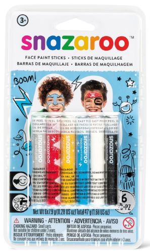 Tužky na obličej Snazaroo 6 barev - chlapci