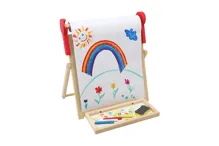 Oboustranná magnetická tabule dřevěná 33 × 33 cm s rolí papíru (5)