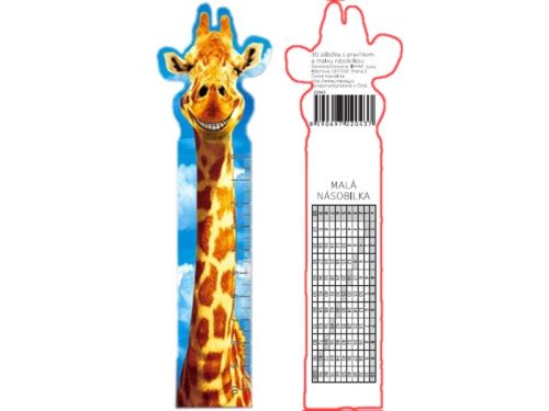 3D záložka s pravítkem a násobilkou - Žirafa