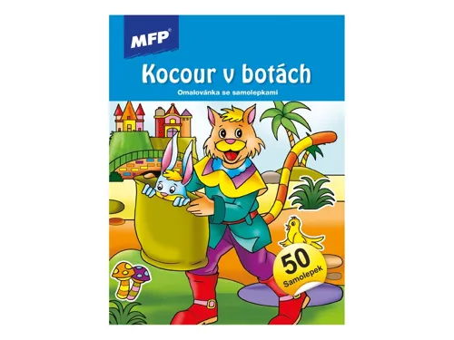 Omalovánky se samolepkami A5, 24 stran - Kocour v botách