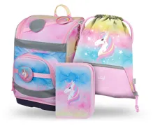 Školní aktovkový set 3-dílný Baagl Zippy Plus Rainbow Unicorn
