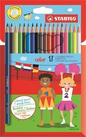 Pastelky šestihranné STABILO Color, sada 18 ks vč. 3 neonových