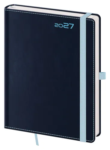 Týdenní diář 2027 Helma B6 Double Blue s poutkem