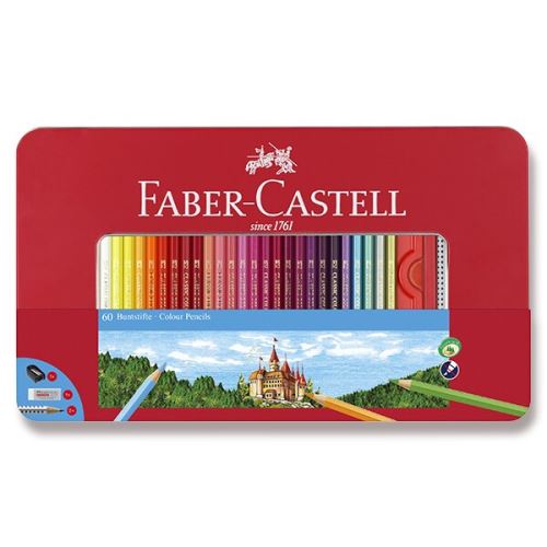 Pastelky šestihranné Faber-Castell Classic Colour 60 barev + přísl., plechová krabička