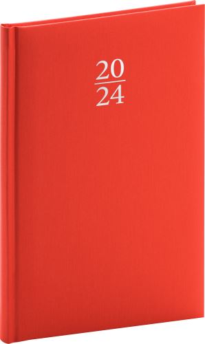 Týdenní diář A5 Presco Group 2024 - Capys červený, 15 × 21 cm