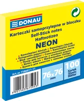 Samolepící bloček 76 x 76 mm DONAU, 100 listů - neonově žlutý