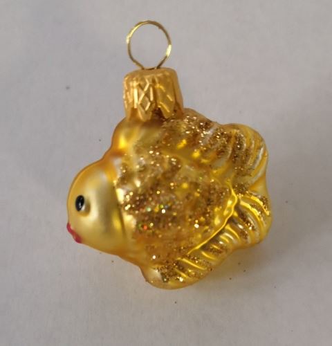 Vánoční skleněná ozdoba - minifigurka - Zlatá rybka