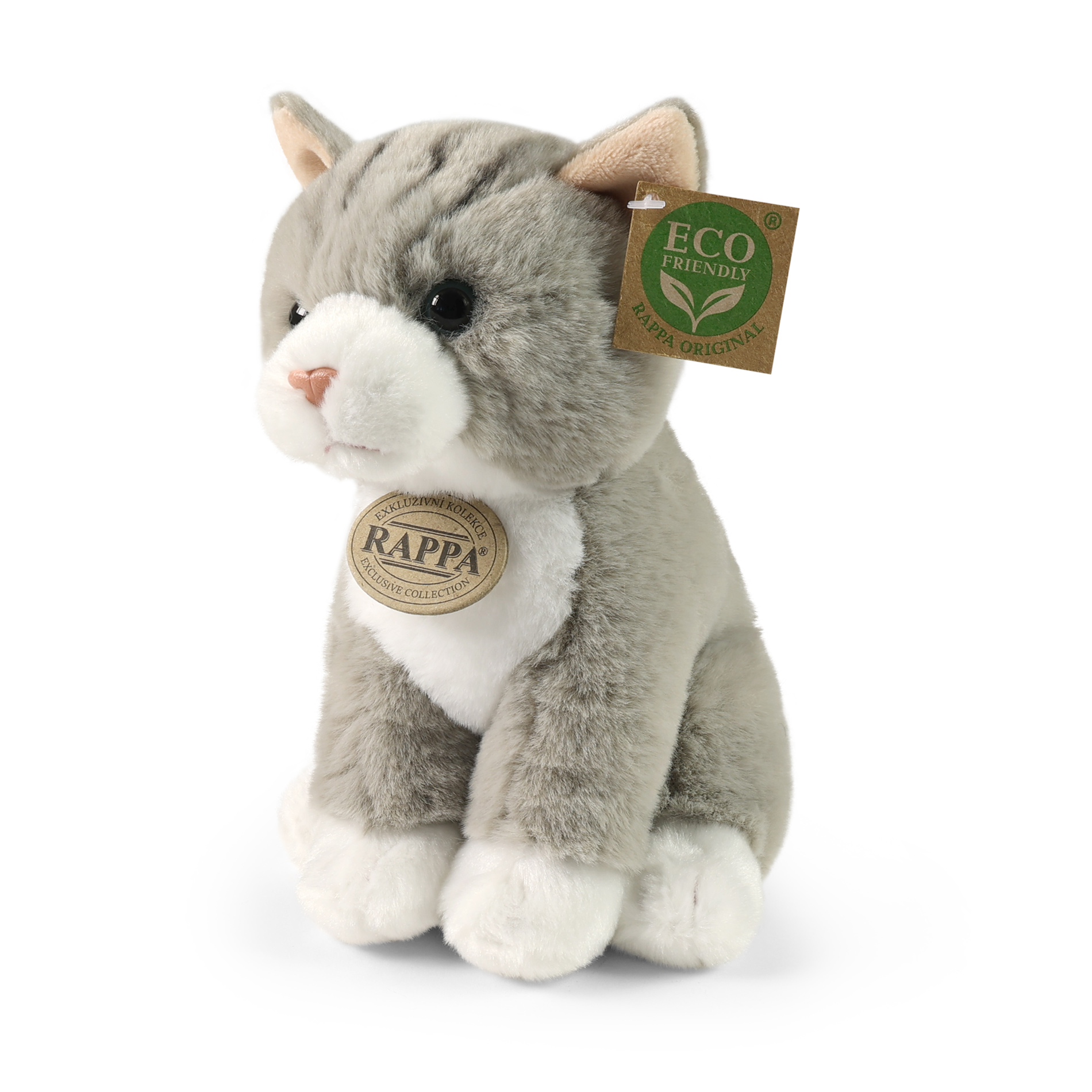 Levně Plyšová kočka šedá sedící 23 cm, ECO-FRIENDLY SOFT