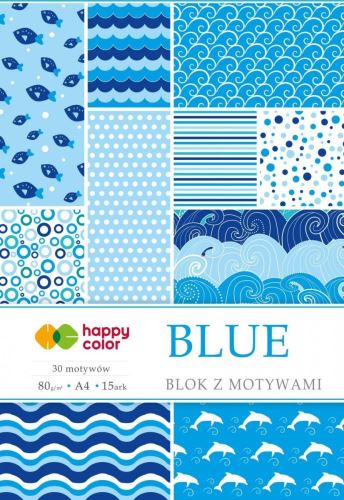 Papíry s potiskem A4 80g BLUE, 30 motivů v odstínu modré, 15ls