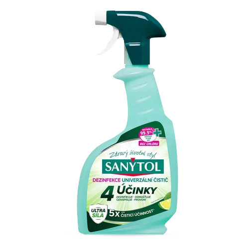 Sanytol – dezinfekční univerzální čistič, 4 účinky, sprej, 500 ml, limetka
