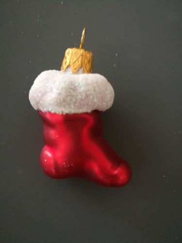 Vánoční skleněná ozdoba - minifigurka - Vánoční punčocha