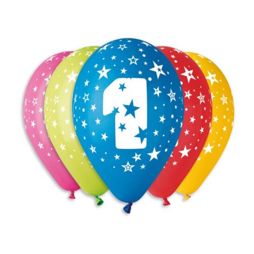 Balónky nafukovací průměr 30cm - potisk číslice "1", 10ks