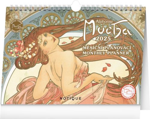 Stolní kalendář 2025 Presco Group - Alfons Mucha, 30 × 21 cm