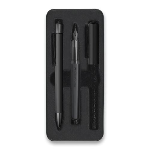 Faber-Castell Hexo Black Matt - plnící pero a kuličkové pero v sadě