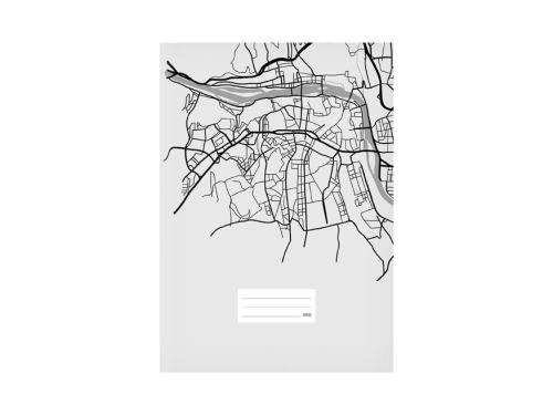 Školní sešit MFP A4 460, plast.desky, šedý s mapou (60 listů, čistý)