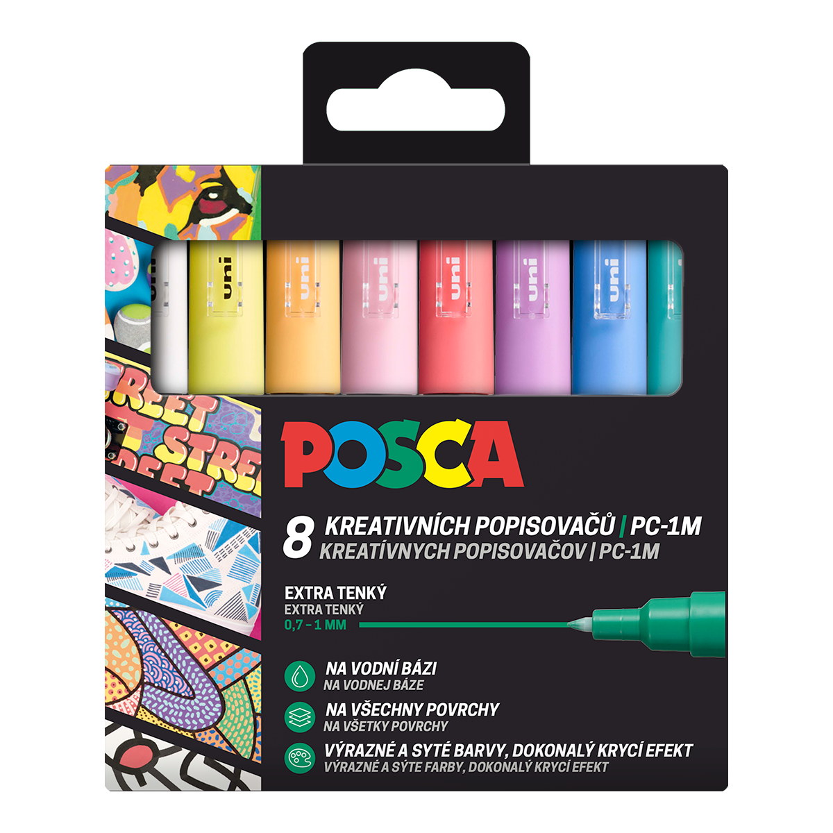 Levně Sada dekoračních popisovačů Posca PC-1M, 0,7 mm, 8 pastelových barev