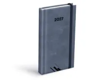 Denní diář 2027 MFP kapesní D802 PU s gumkou šedomodrý