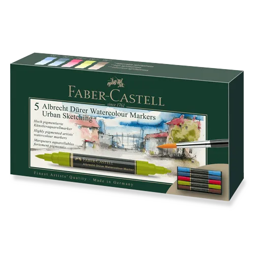 Sada akvarelových popisovačů Faber-Castell Albrecht Dürer - Urban sketch, 5ks