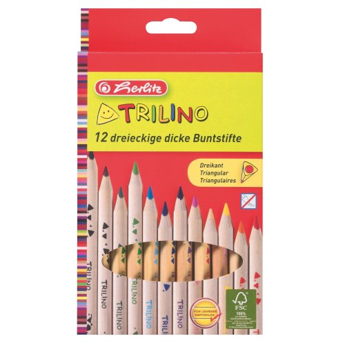 Levně Trojhranné pastelky silné Herlitz Trilino 12ks