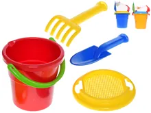 Sada na písek, 4 ks s kbelíkem 18 cm - mix barev