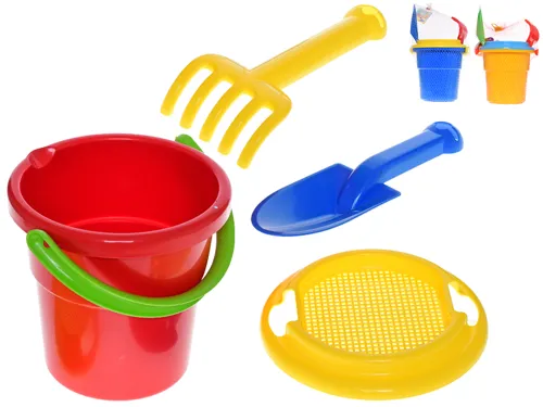 Sada na písek, 4 ks s kbelíkem 18 cm - mix barev