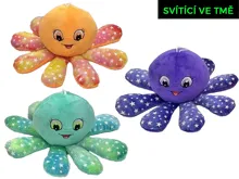 Plyšová chobotnička 15 cm svítící ve tmě - mix barev