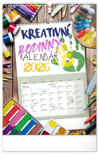 Nástěnný kalendář 2026 NOTIQUE - Kreativní rodinný, 33 x 46 cm
