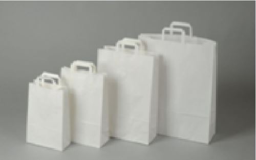 Papírová taška bílá 35x25x25cm - ploché ucho