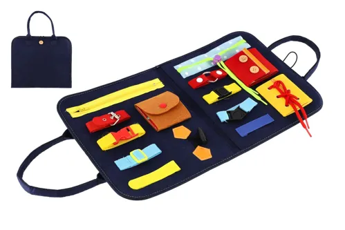 Edukační penál filcový se zipy a knoflíky