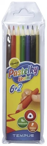 Pastelky Tempus trojhranné - 6+2 barvy