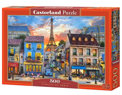 Puzzle Castorland 500 dílků - Ulička v Paříži - Pohled na Eiffelku