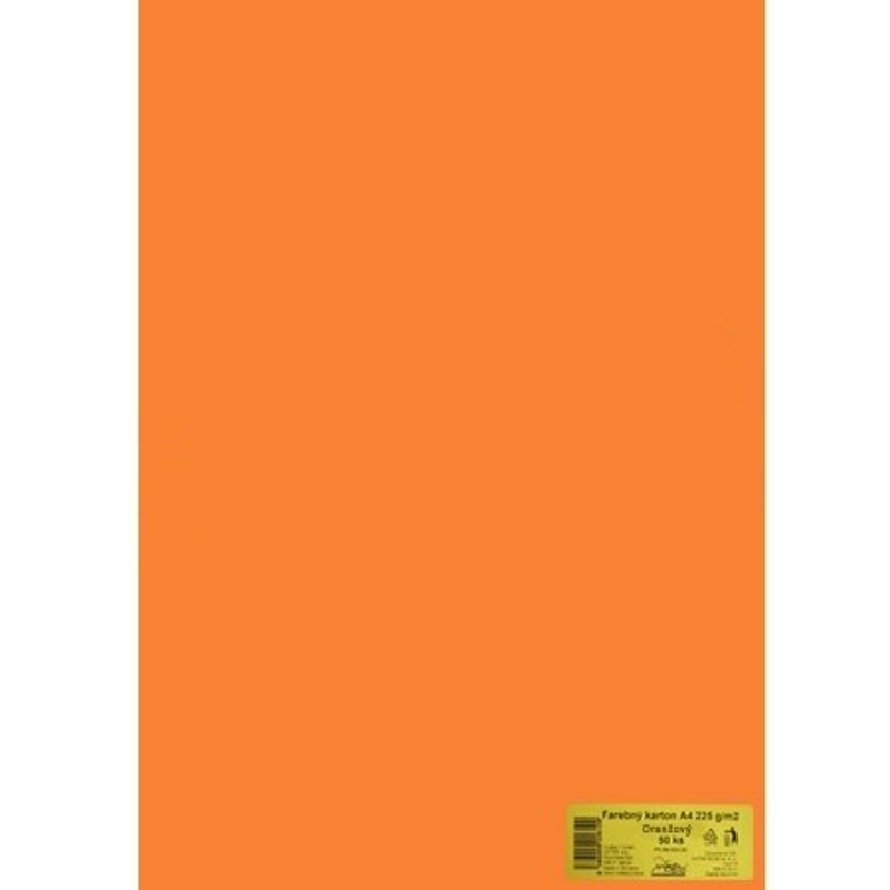Levně Kreslící karton A4 barevný, 225g, 50 listů - oranžový
