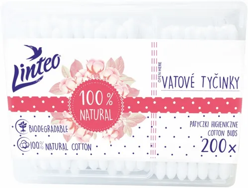 Papírové vatové tyčinky Linteo 200ks v boxu