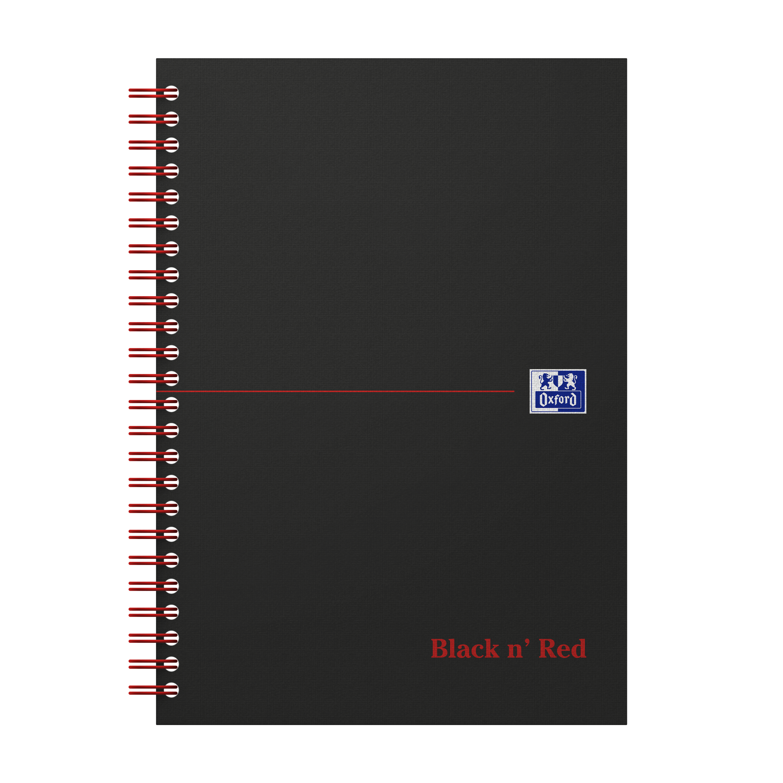 Levně Blok spirálový Oxford Black n’Red Notebook A5/70 listů čtvereček, černý