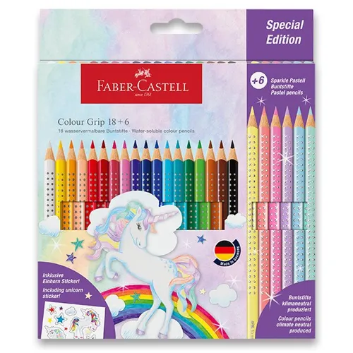 Pastelky Faber-Castell Colour Grip Unicorn, 18+6 barev