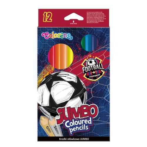 Pastelky Colorino trojhranné JUMBO - Fotbal, 12 barev