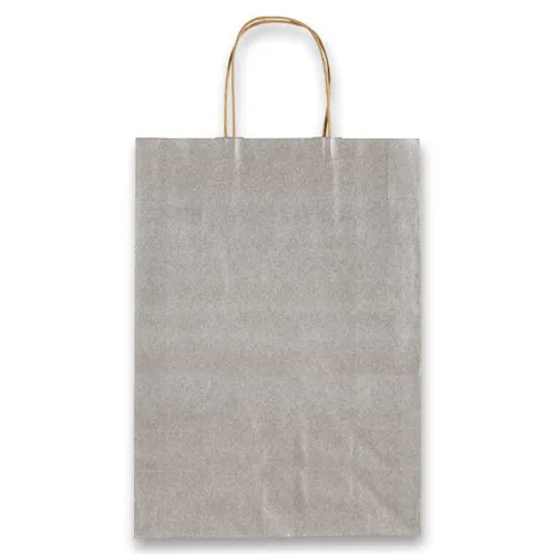 Papírová taška Allegra stříbrná 22x10x27 cm velikost S - kroucené papírové ucho