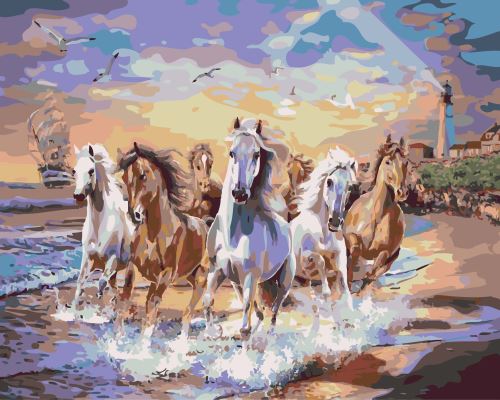 Malovaní na plátno podle čísel 40x50cm - Cválající koně