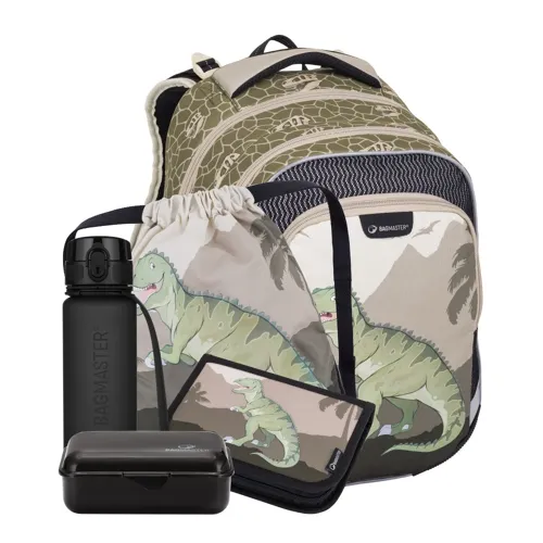 Školní batohový set 5-dílný Bagmaster Lumi 24 C Dinosaurus + gumovací pero Pilot Frixion