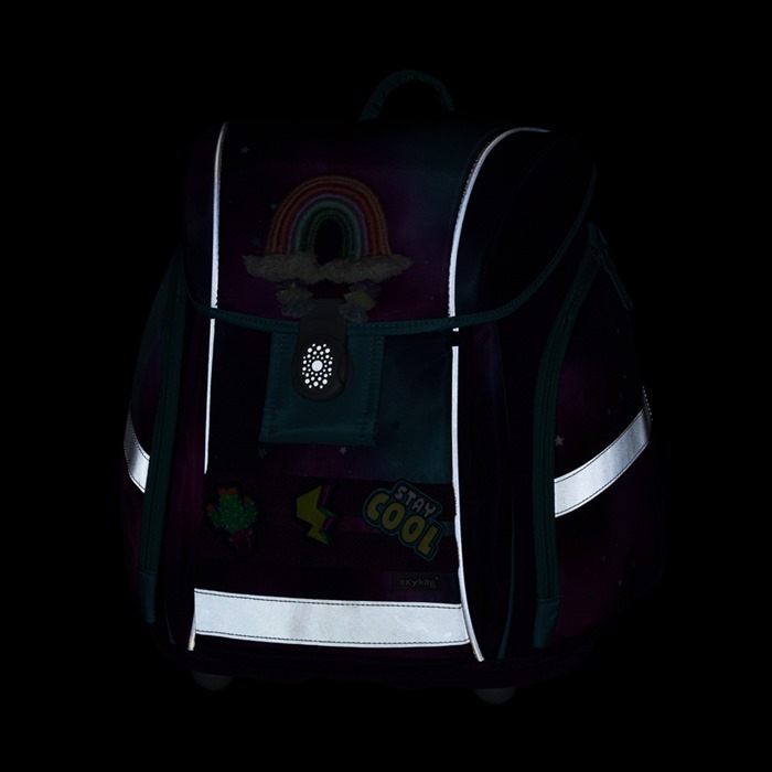 Batoh Oxybag Premium Light Dream za tmy – svítící reflexní prvky a odrazka na zámku