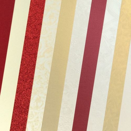 Sada ozdobných papírů Elegantní červená 210-250g, 10ks, Galeria Papieru
