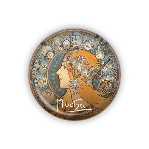 Kovový otvírák Alfons Mucha, ø 5,8 cm - Zodiak