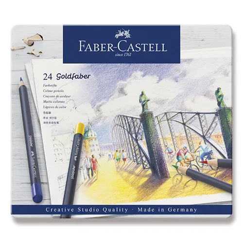 Pastelky Faber-Castell Goldfaber, plechová krabička, 24 barev
