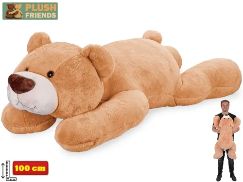 Plyšový medvěd Plush Friends ležící 100 cm - světle hnědý