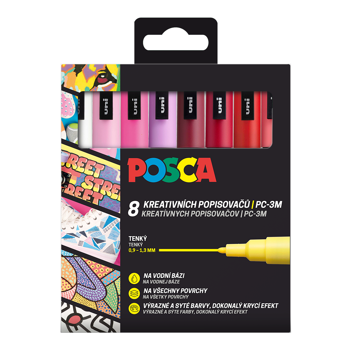 Levně Sada dekoračních popisovačů Posca PC-3M, LOVE, 0,9 - 1,3 mm, 8 teplých tónů