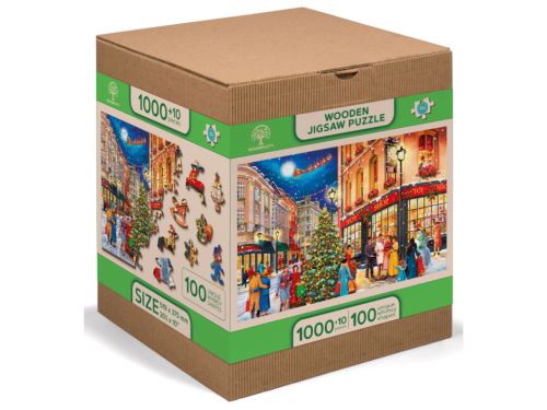 Dřevěné puzzle XL 51,9x37,5 cm - Vánoční ulice, 1010 dílků
