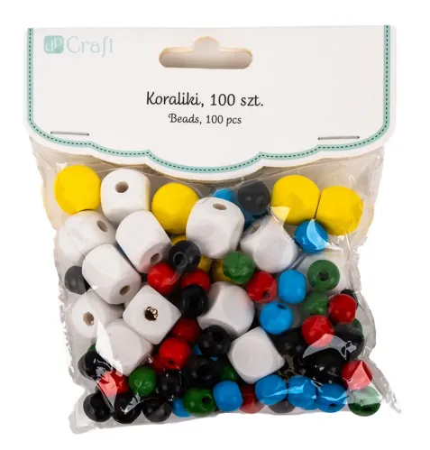 Korálky dřevěné Basic, 100ks, šňůrka