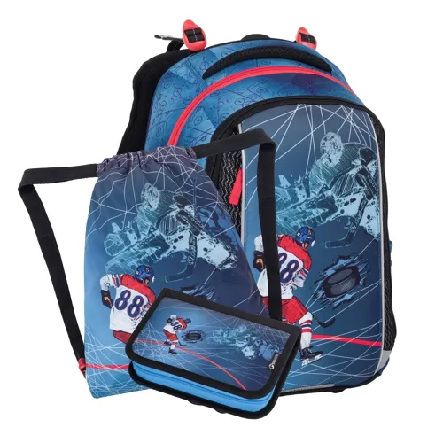 Školní batohový set 3-dílný Bagmaster Vega 24 A Hokej + gumovací pero Pilot Frixion