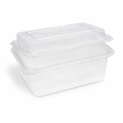 Miska (rPET) s víčkem hranatá průhledná 2000 + 450 ml, 50 ks