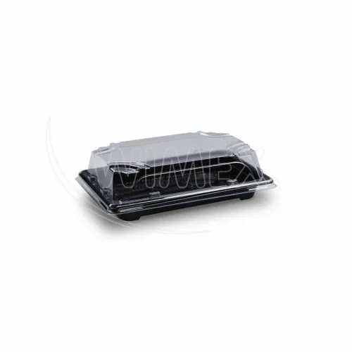 Miska na Sushi + víčko (PP/rPET) černá + průhledné 165 x 118 x 45 mm, 50 sad